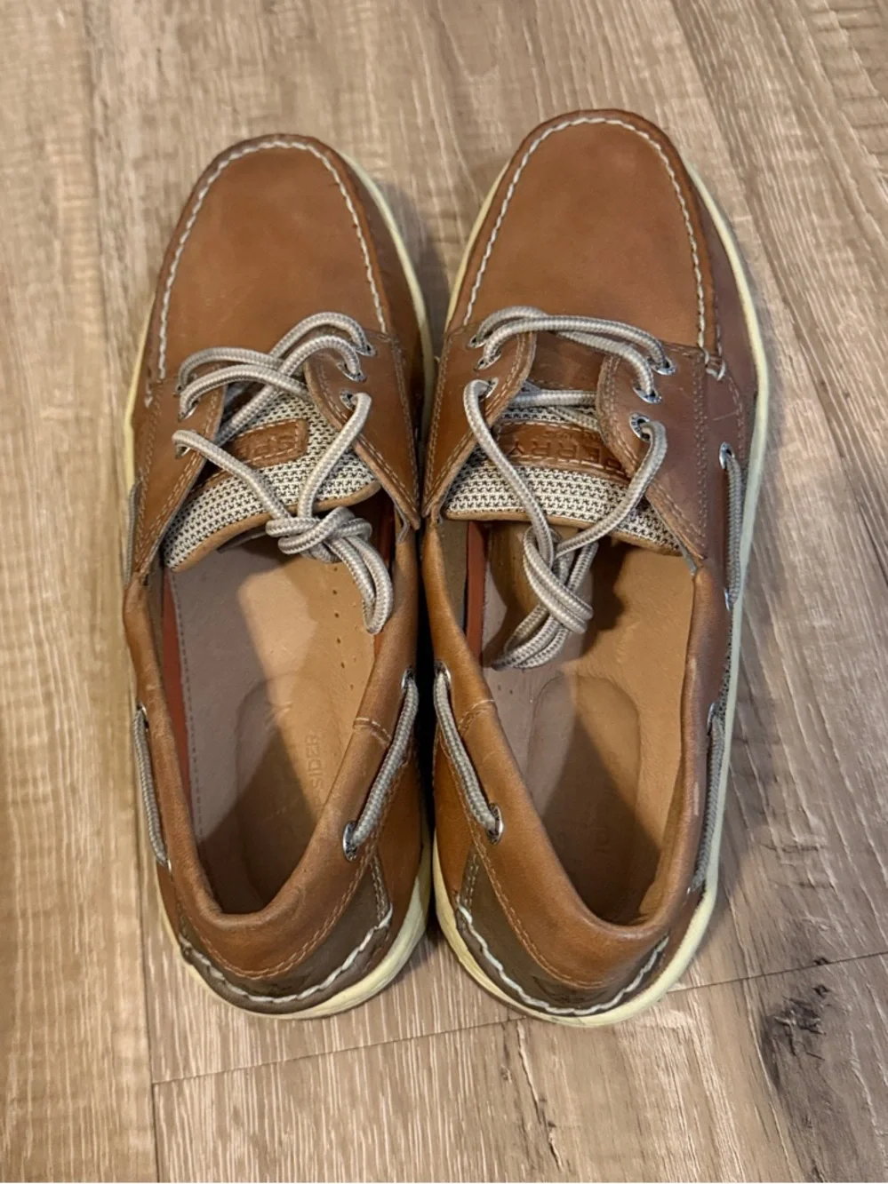 Sperry Tan Leather Mesh Boat Shoes